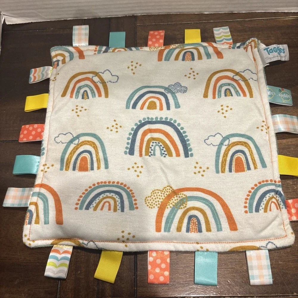 Mary‎ Meyer Taggies Baby Security Blanket Green Rainbows Fleece Comfort Rainbow